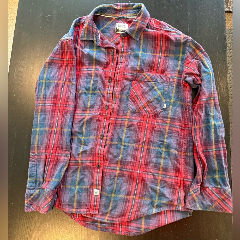 TNA Red and Blue Plaid Boyfriend Fit Shirt